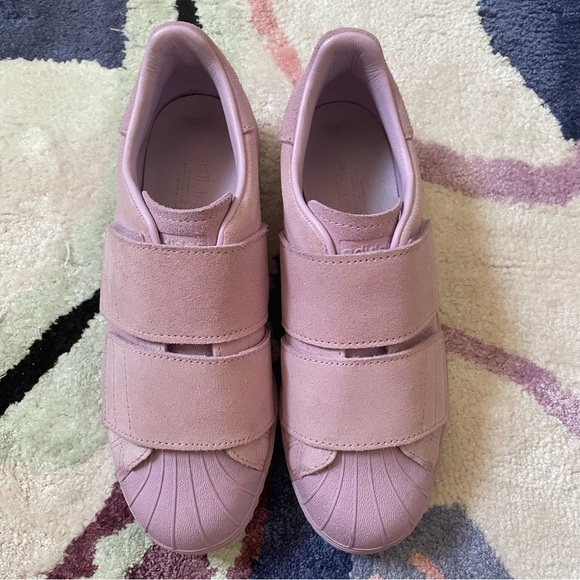 Adidas Superstar suede sneakers velcro straps clear lilac purple B28043 size 6 - Picture 6 of 10